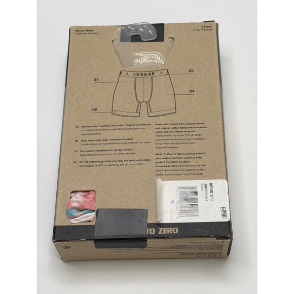 Jordan Flight Micro Boxer Briefs 2 Pack Dri Fit Mens XL White - Picture 2 of 4